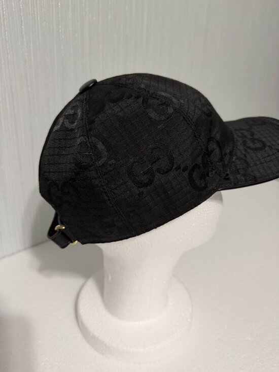 Black Monogram Jacquard Baseball Cap Adjustable Strap Streetwear Hat main image 4